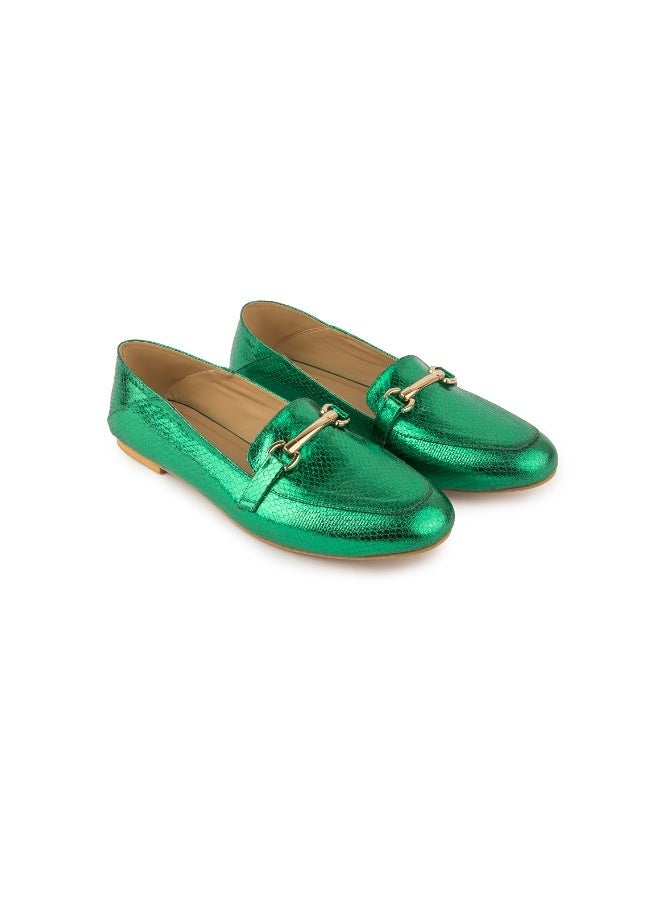 BOU Metallic Loafers - Green - Image 1
